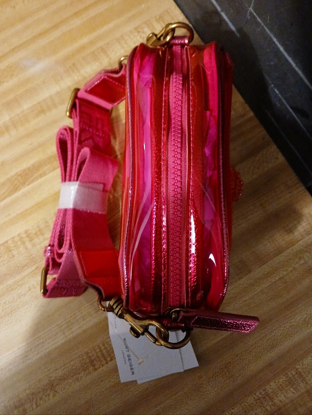 Kurt Geiger NWT Barbie Pink Translucent Bag w/Guitar Strap,Kurt Bottom & Dustbag - Picture 7 of 9